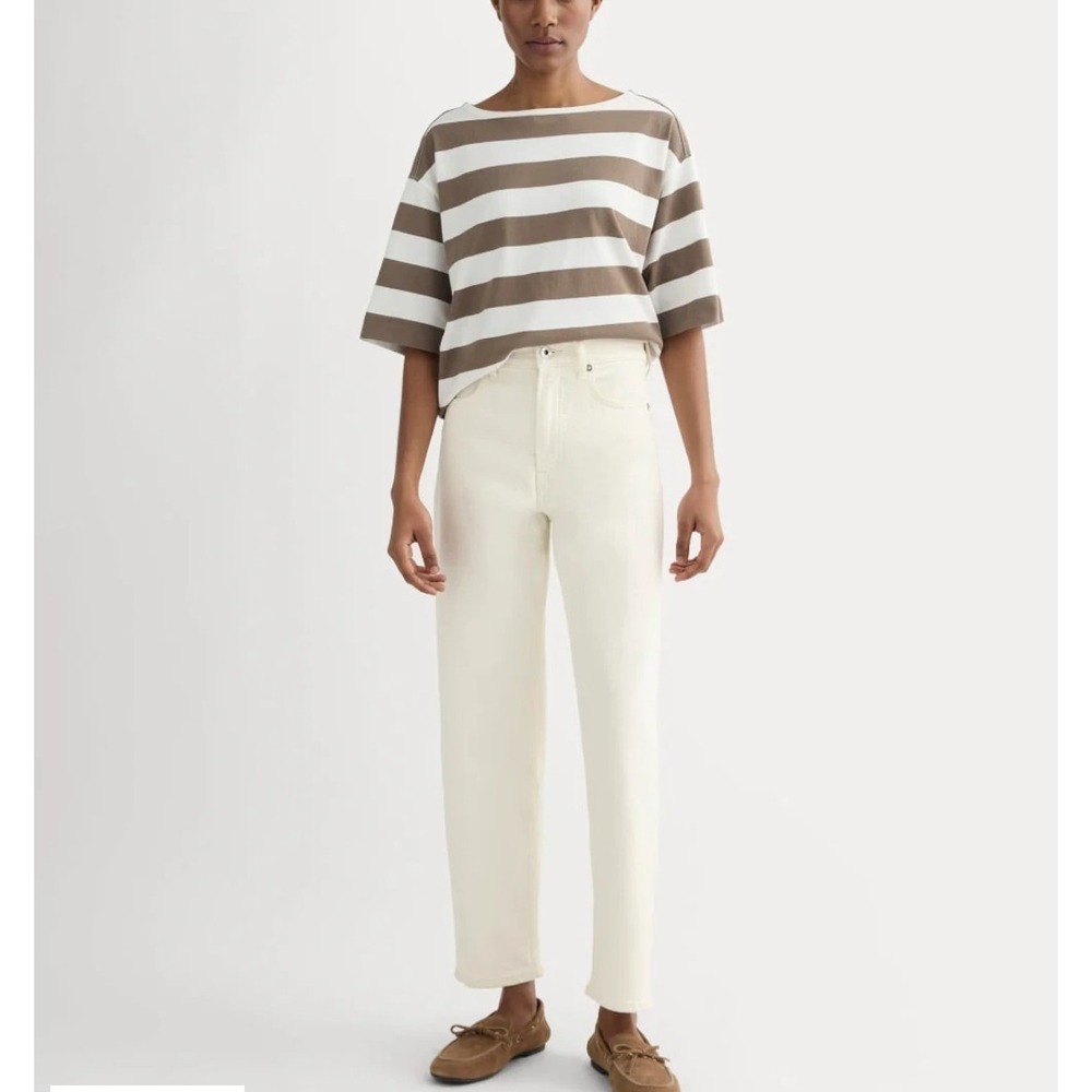 Everlane Way-High Straight Jeans WMS 29L Ecru High Rise Organic Denim